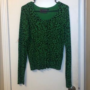 Green leopard cardigan
